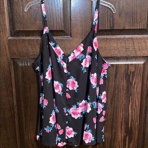 Torrid Pink Floral V-Neck Flowy Tank